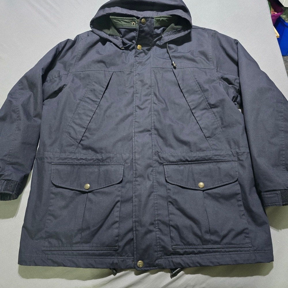 Pacific Trail Hooded Field Jacket Mens XL Navy Blue Fleece Lined Utility Coat